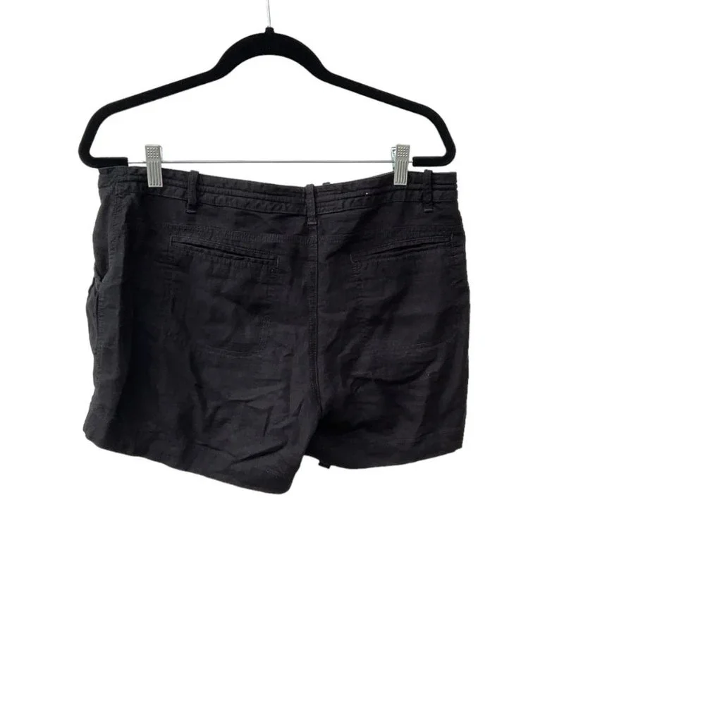 Old Navy Linen Rayon Blend Black Shorts Size 10 Zip Up With Tie‎